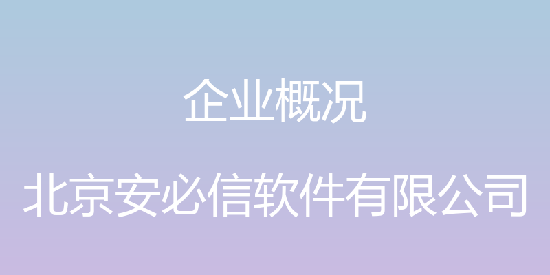 企业概况 - 北京安必信软件有限公司